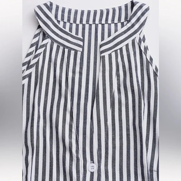 NWT XL Cupshe Navy and White Sleeveless Striped Dress - Picture 4 of 6